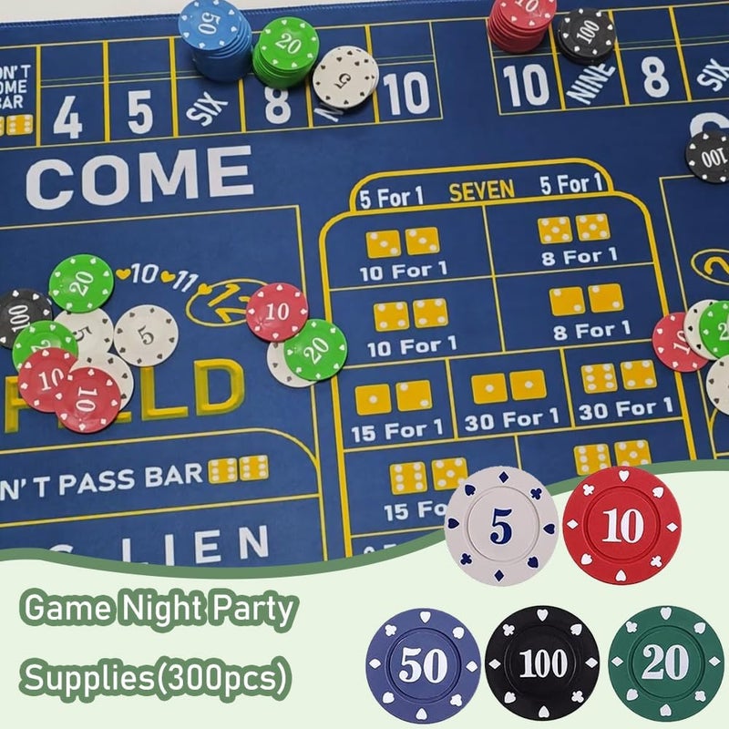 IXIGER 300Pcs Poker Chips, Plastic Casino Chips Set with Black Velvet Pouch Bag, Bulk Clay Fichas de Poker for Blackjack, Math Counting Chips, Texas Hold'em, Night Poker Games - Image 4